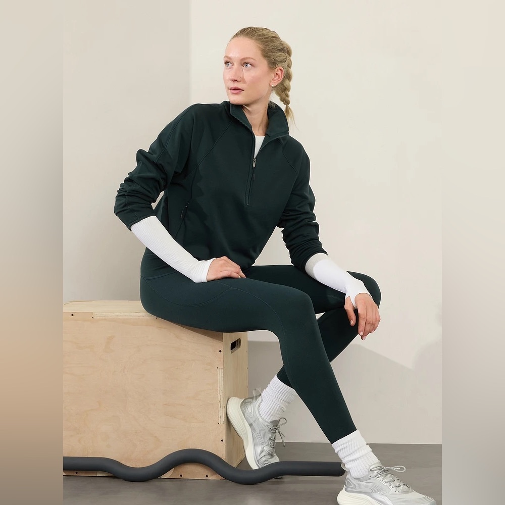 Athleta Altitude Fleece Lined 1/2 Zip Sweatshirt - Black - M - Picture 4 of 8